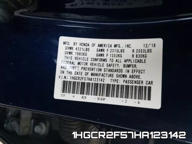 1HGCR2F57HA123142 фото 2