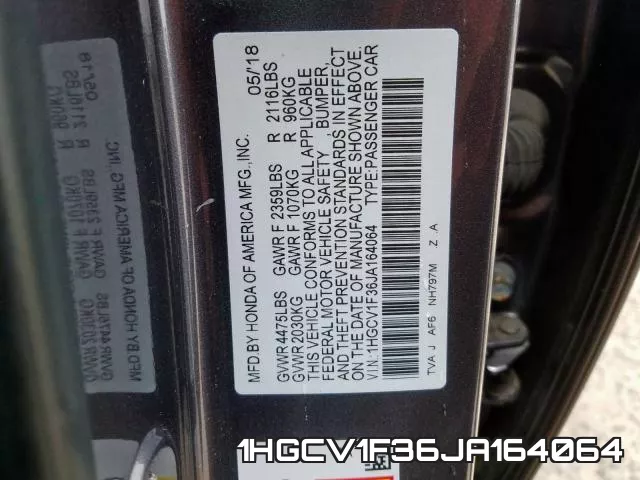 1HGCV1F36JA164064 фото 2
