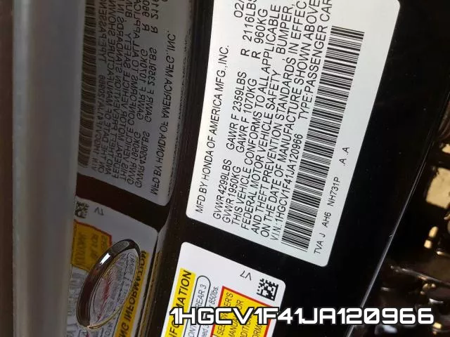 1HGCV1F41JA120966 фото 2