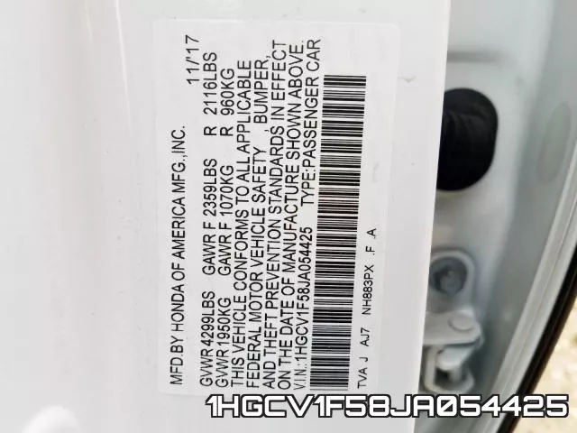 1HGCV1F58JA054425 фото 2
