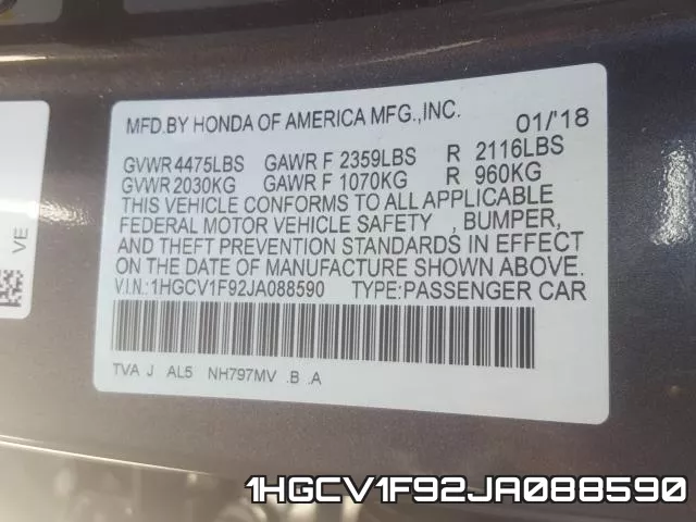 1HGCV1F92JA088590 фото 2