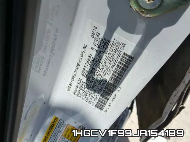 1HGCV1F93JA154189 фото 2