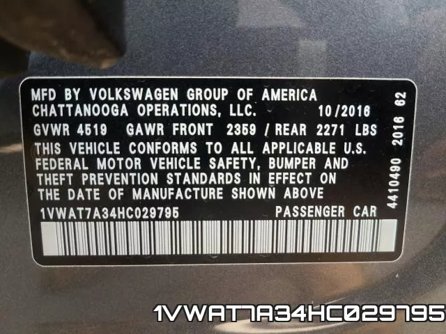 1VWAT7A34HC029795 фото 2