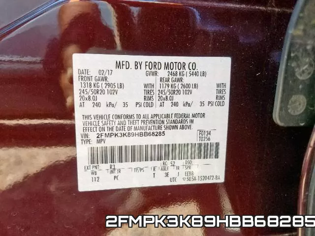 2FMPK3K89HBB68285 фото 2