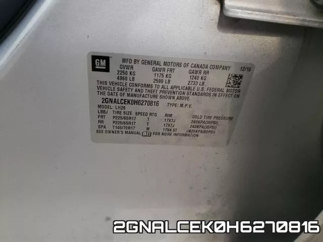2GNALCEK0H6270816 фото 2