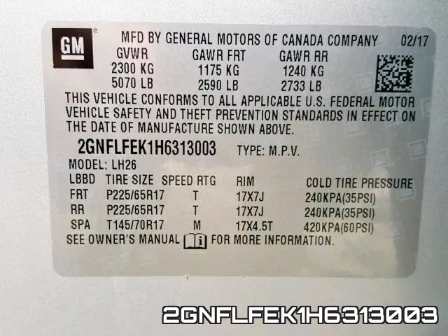 2GNFLFEK1H6313003 фото 2