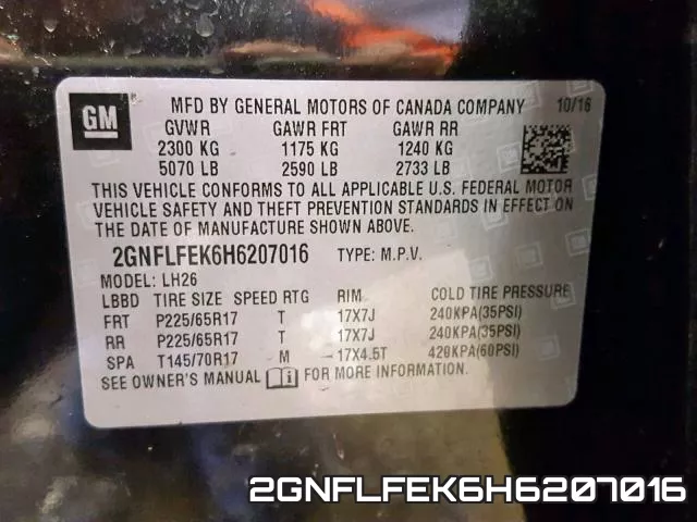 2GNFLFEK6H6207016 фото 2
