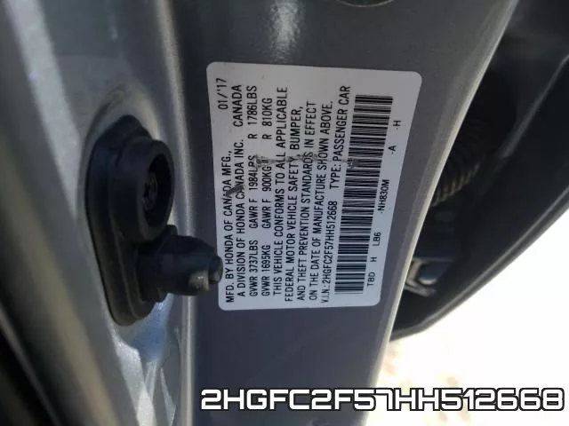2HGFC2F57HH512668 фото 2