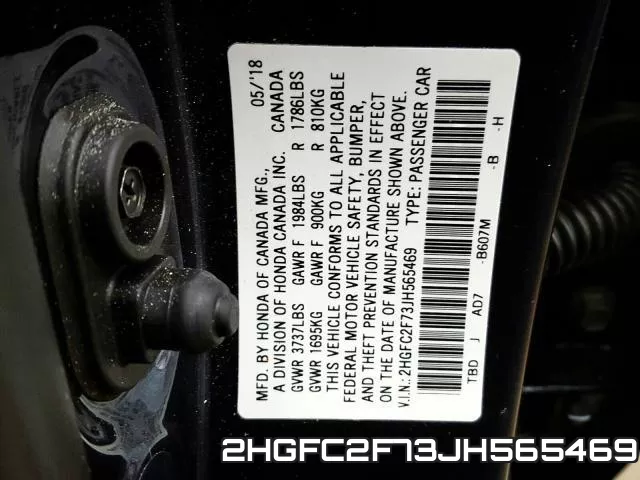 2HGFC2F73JH565469 фото 2