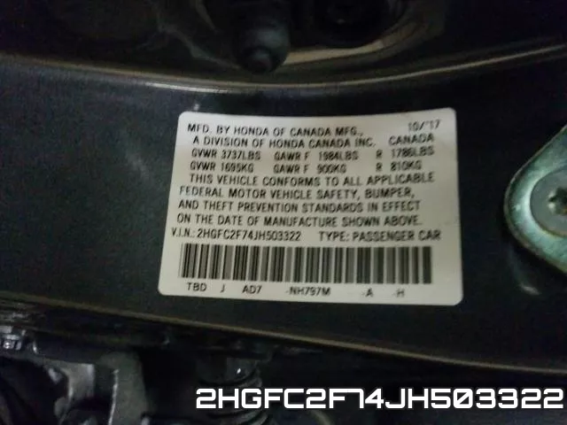 2HGFC2F74JH503322 фото 2