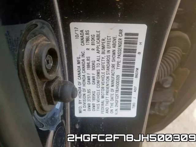 2HGFC2F78JH500309 фото 2
