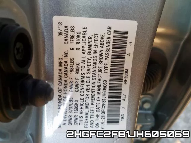2HGFC2F81JH605069 фото 2