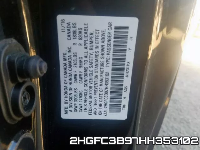 2HGFC3B97HH353102 фото 2