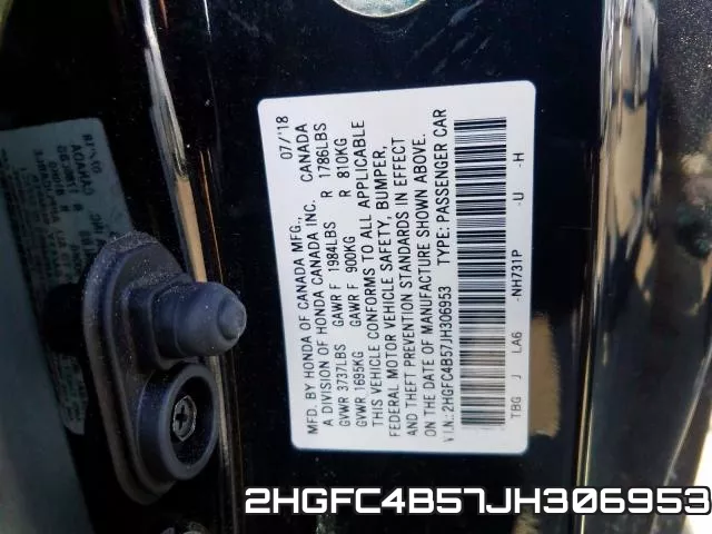 2HGFC4B57JH306953 фото 2