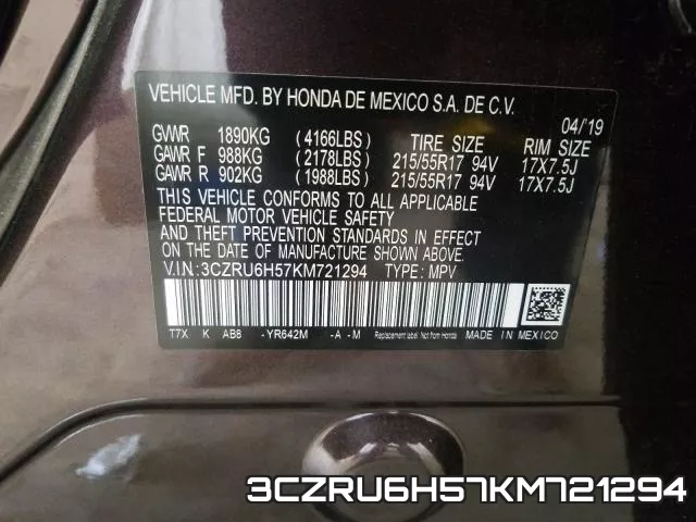 3CZRU6H57KM721294 фото 2