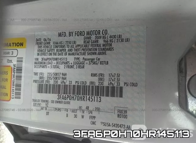 3FA6P0H70HR145113 фото 10
