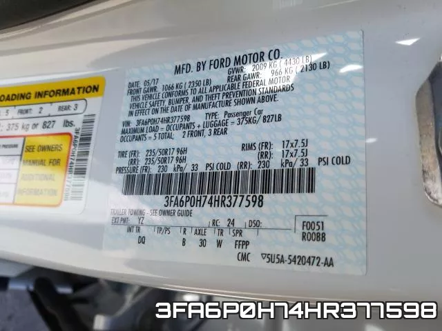 3FA6P0H74HR377598 фото 2