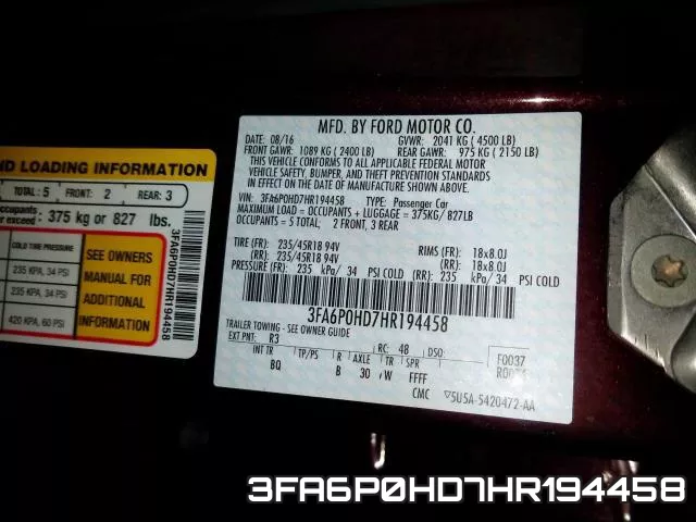 3FA6P0HD7HR194458 фото 2
