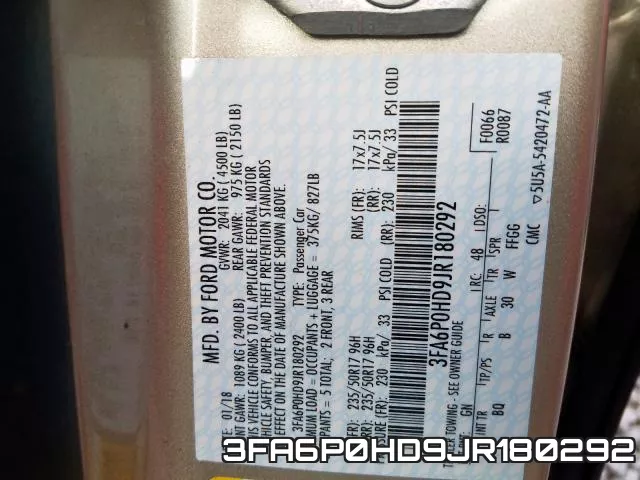 3FA6P0HD9JR180292 фото 2