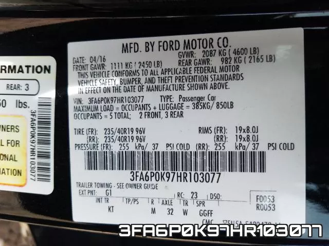 3FA6P0K97HR103077 фото 2