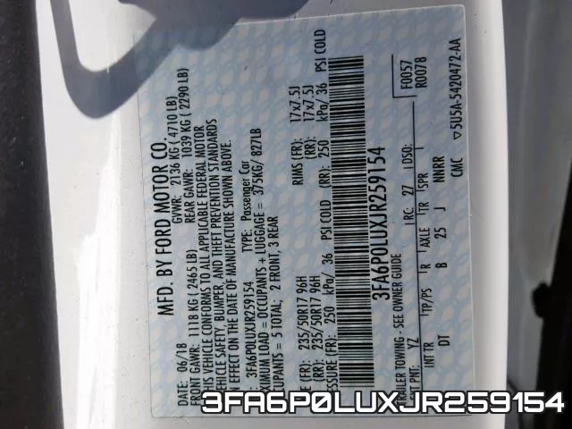 3FA6P0LUXJR259154 фото 2
