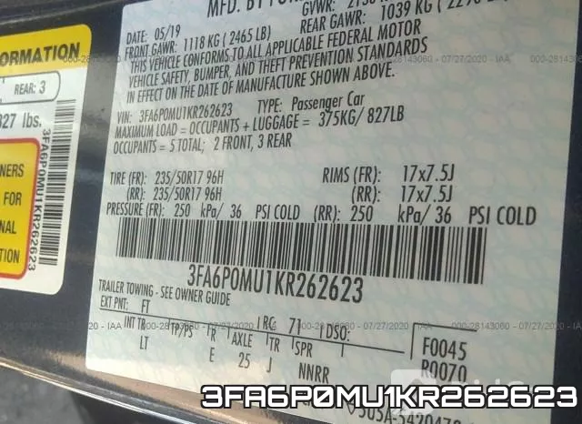3FA6P0MU1KR262623 фото 10