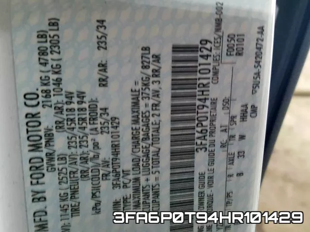 3FA6P0T94HR101429 фото 2