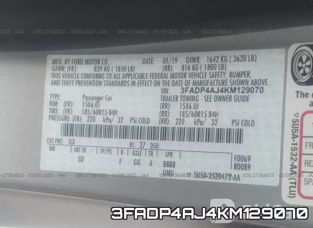 3FADP4AJ4KM129070 фото 10
