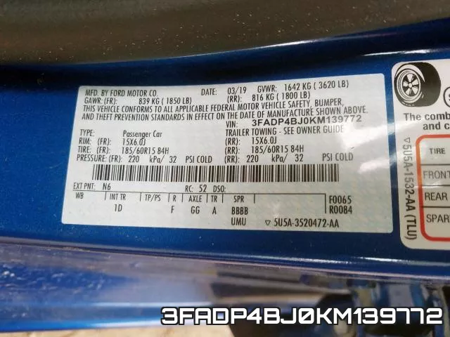3FADP4BJ0KM139772 фото 2