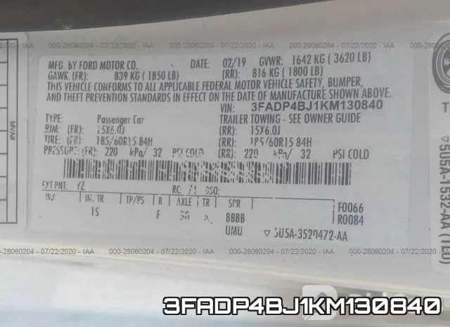 3FADP4BJ1KM130840 фото 10