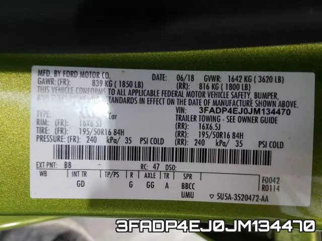 3FADP4EJ0JM134470 фото 2