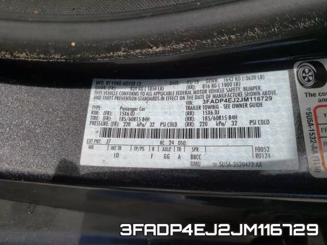 3FADP4EJ2JM116729 фото 2