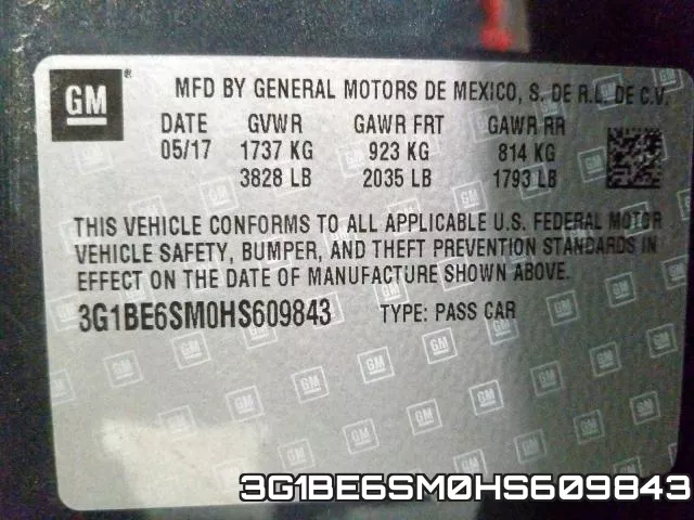 3G1BE6SM0HS609843 фото 2