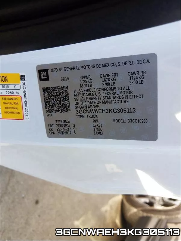 3GCNWAEH3KG305113 фото 2