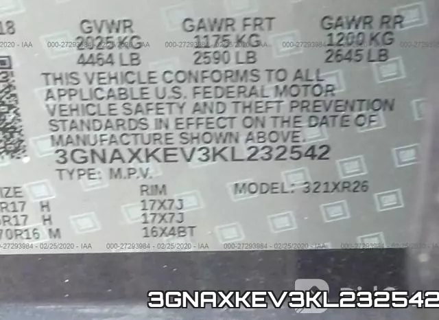 3GNAXKEV3KL232542 фото 10