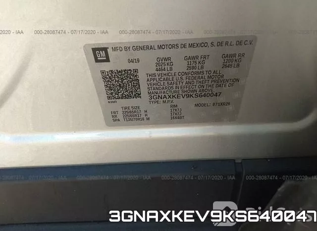 3GNAXKEV9KS640047 фото 10