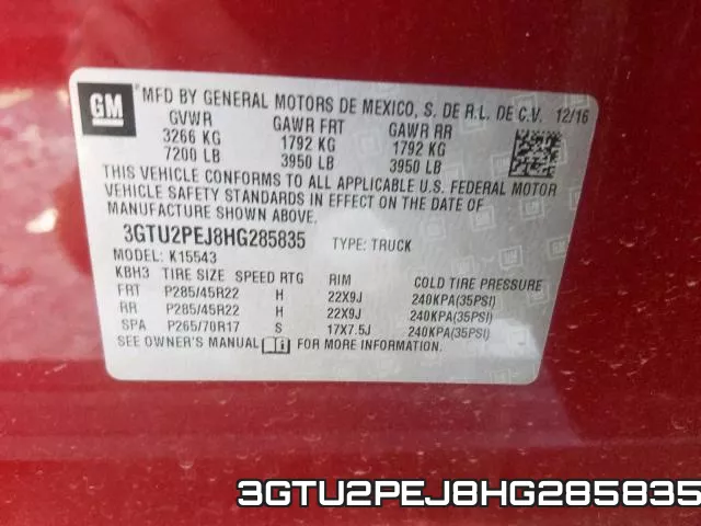 3GTU2PEJ8HG285835 фото 2