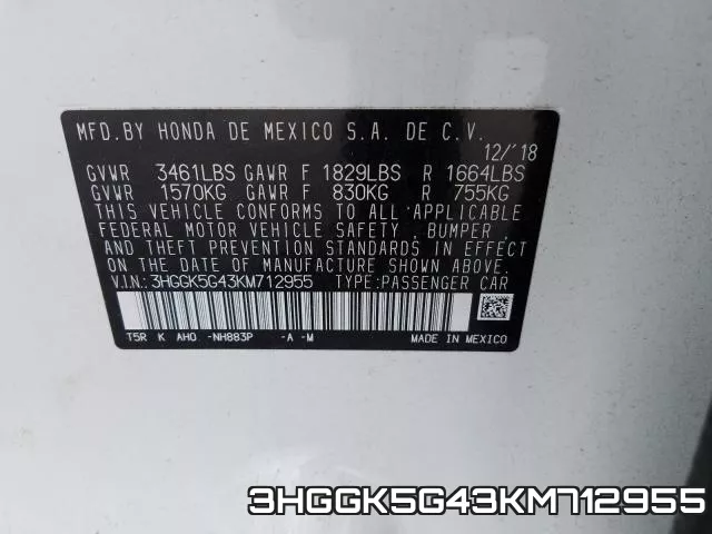 3HGGK5G43KM712955 фото 2