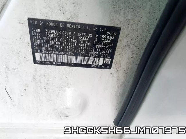 3HGGK5H66JM707375 фото 2