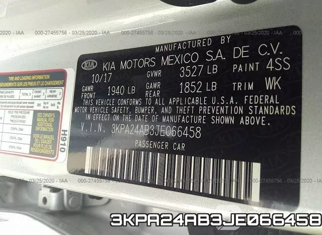 3KPA24AB3JE066458 фото 10