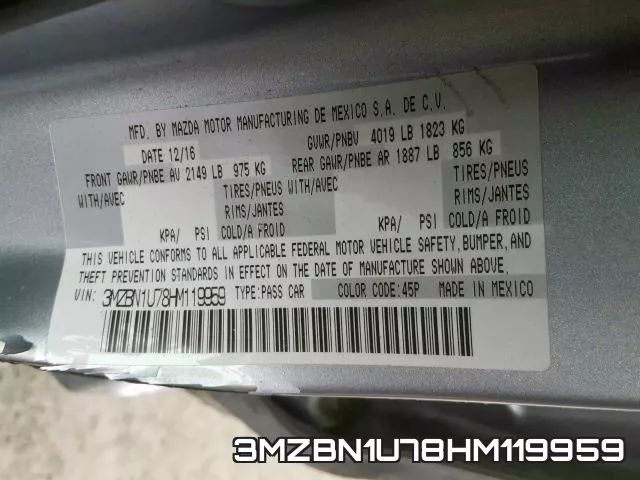 3MZBN1U78HM119959 фото 2