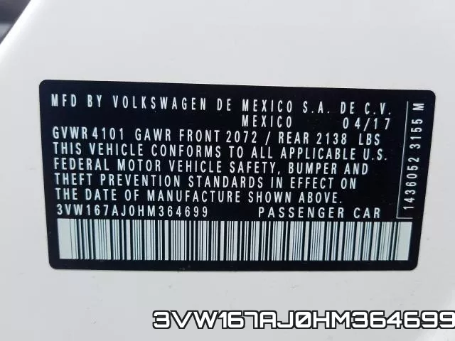 3VW167AJ0HM364699 фото 2
