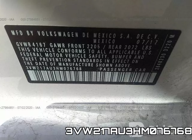3VW217AU3HM076768 фото 10