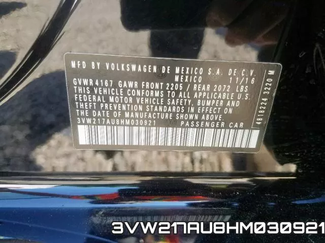 3VW217AU8HM030921 фото 2