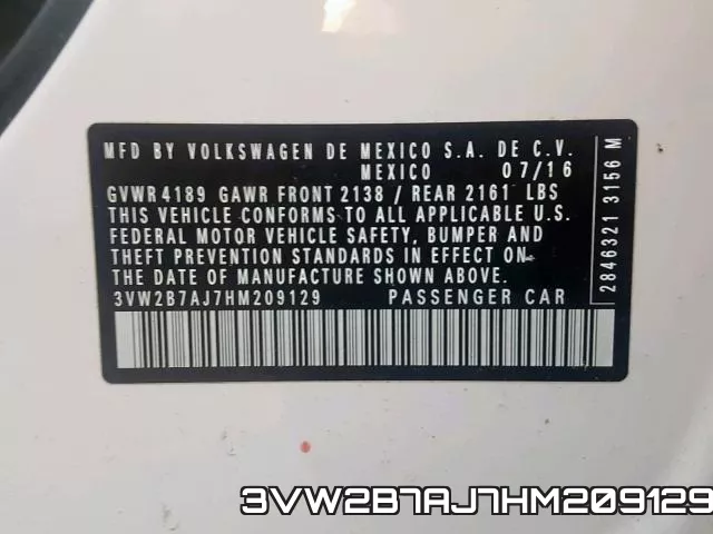 3VW2B7AJ7HM209129 фото 2