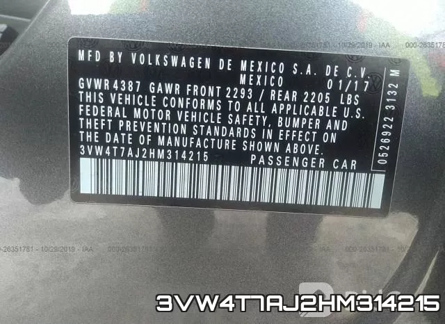 3VW4T7AJ2HM314215 фото 10