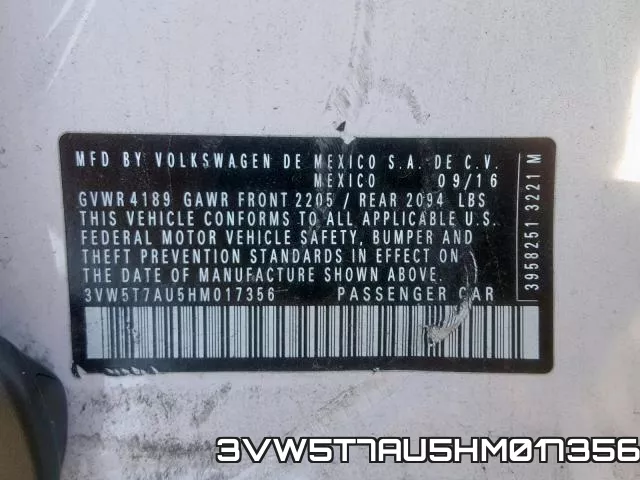 3VW5T7AU5HM017356 фото 2