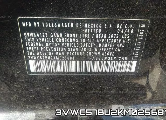3VWC57BU2KM025681 фото 10
