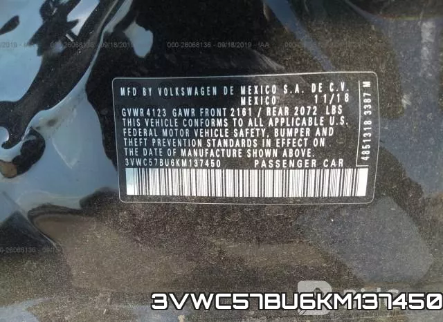 3VWC57BU6KM137450 фото 10