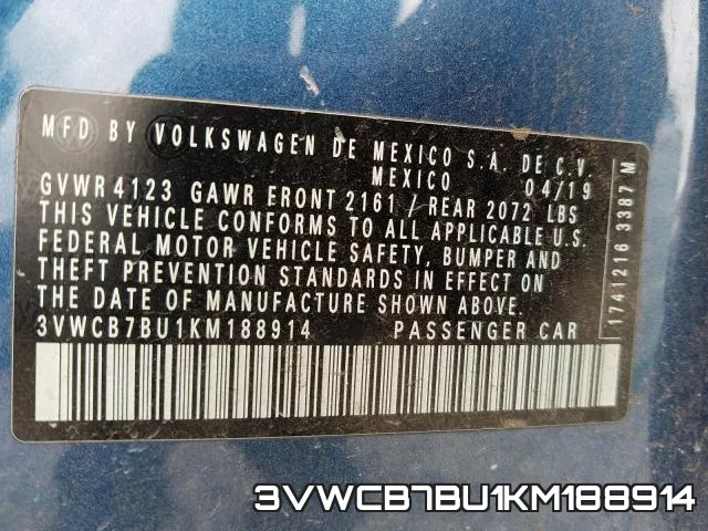 3VWCB7BU1KM188914 фото 2